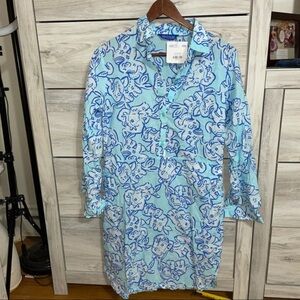 DRESS IN ELEPHANT STROLL TEAL